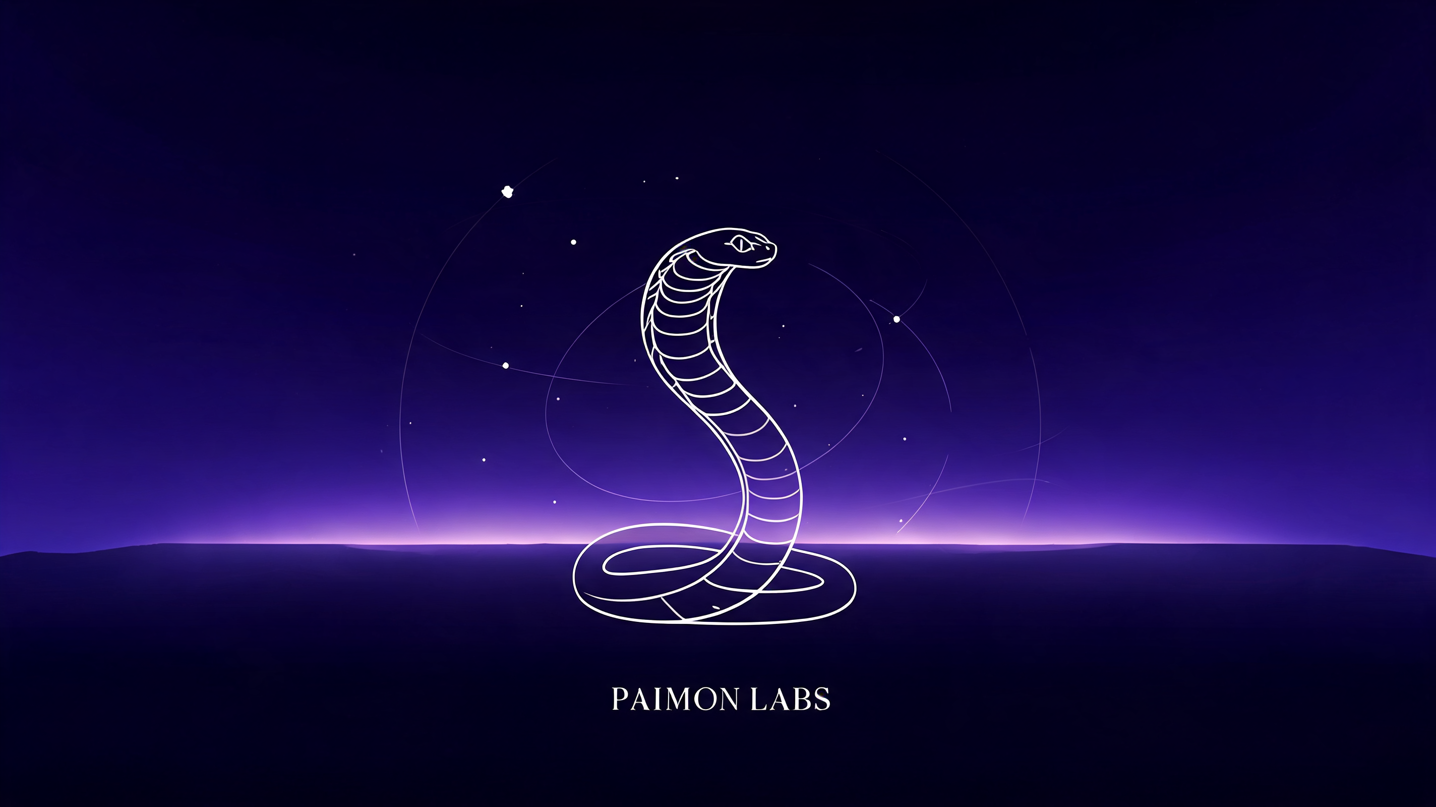 A luminous cobra above a deep purple horizon